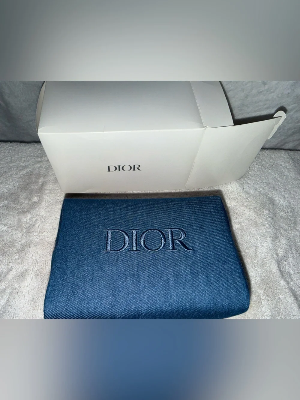 Dior Men’s Denim Jeans in Mid Blue with Embroidered Logo Bag / Pouch
